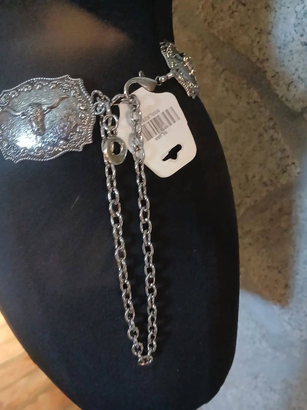 Western Medallion Chain Belt - Silver Tone